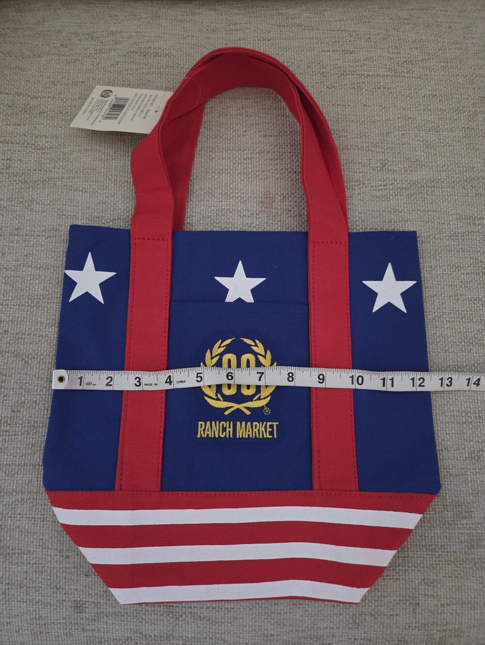 99 Ranch Market Large+ Mini Stars & Stripes Tote Set Of 2 - Picture 11 of 14